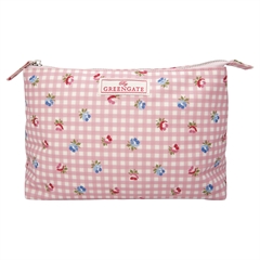 Cosmetic bag Viola check pale pink large