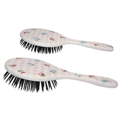 Hair brush round Viola check pale pink set of 2ass