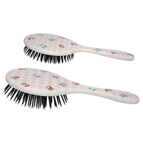 Hair brush round Viola check pale pink set of 2ass