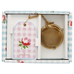 Tea infuser Viola check pale pink w/chain