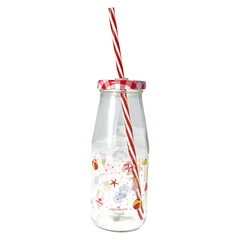 Bottle Lula white w lid and straw