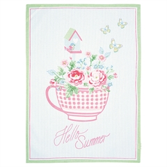 Tea towel piece printed Alma summer white