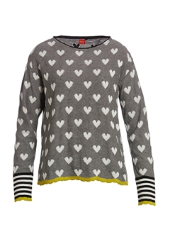 Laura Black/White Heart - du Milde strikbluse