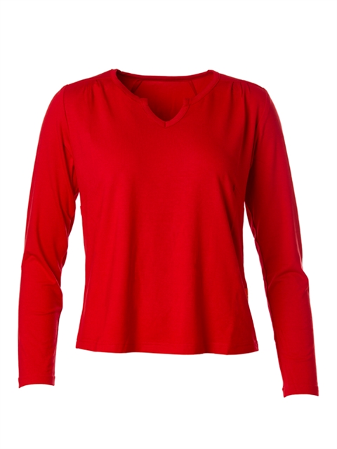 Petra Basic Long Red - du Milde bluse